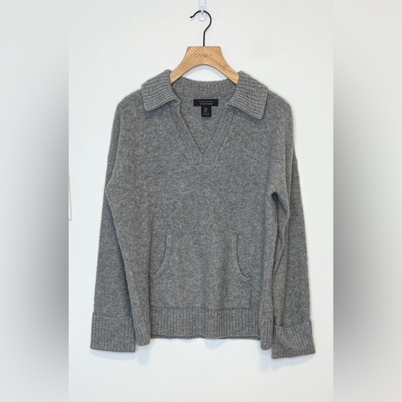 Tahari Sweaters - Tahari 100% Boiled 2- PlyCashmere Polo-Neck Kangaroo Pocket Sweater, size : med